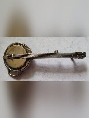 Vintage 1978 Solid Brass Banjo Belt Buckle